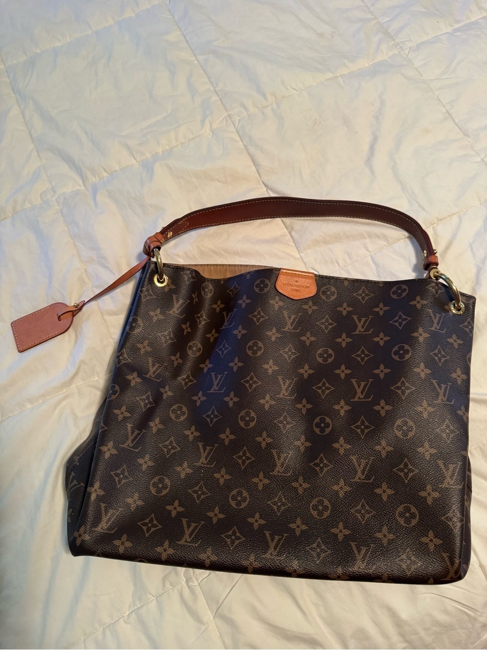 Louis Vuitton Monogram Canvas Shoulder Bag in Brown and Tan